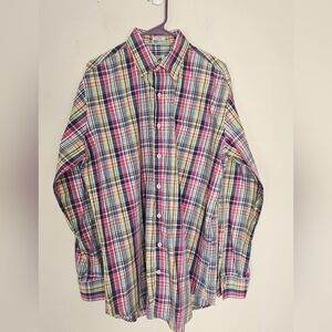 Peter Millar long-sleeve, button-down casual shirt with a multicolor plaid
